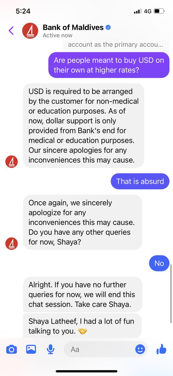 I really think this is absurd that people have to buy USD at higher rates on their own to purchase tickets/ other things online. Is BML just gonna continue with this 750$ limit? <a href="/bankofmaldives/">Bank of Maldives</a> 
And out of curiosity, how is everybody else purchasing things exceeding this limit?