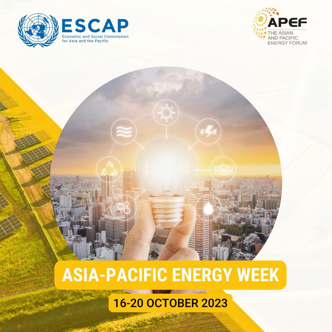UNESCAP's tweet photo. �� Exciting news! The Asia-Pacific Energy Week is just around the corner!
🗓️Explore the lineup of events dedicated to 'Building a secure, sustainable & interconnected energy future for Asia and the Pacific.”
Join us on 16-20 October 👇 https://t.co/LORtZGAD7X
#APEF3 https://t.co/luUuZtqyfR