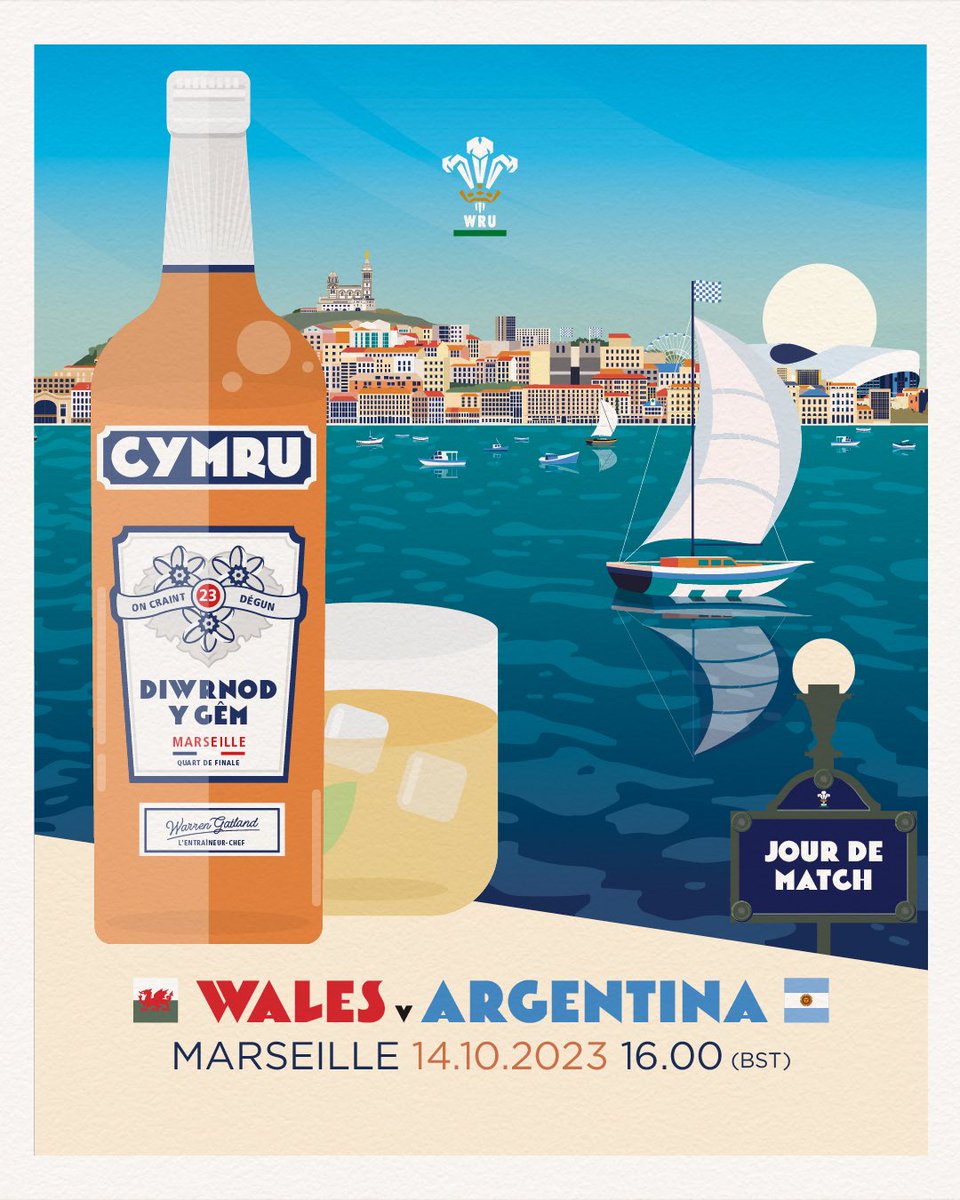 WelshRugbyUnion's tweet photo. 🏉 DIWRNOD Y GÊM
 
🏴󠁧󠁢󠁷󠁬󠁳󠁿 Cymru vs 🇦🇷 Yr Ariannin
⏰ 16:00 Welsh time
📍 Marseille
 
#WelshRugby | #ViveLeCymru https://t.co/gAyC4bkoWF