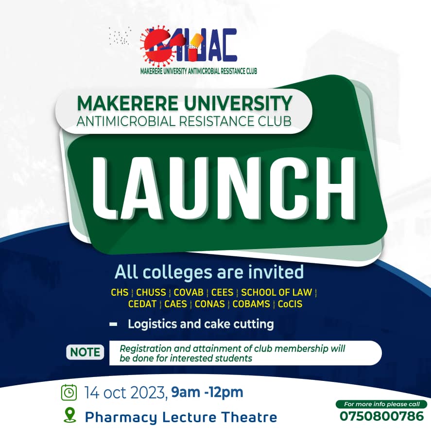 UYCAS256's tweet photo. Today the AMR Club of Makerere University is taking shape
All students from all colleges are invited to witness the mighty launch and also to take up membership for the club.🤝
Congratulations to @official_MUAC
#fightingAMRTogether https://t.co/V1QaHX4rDZ