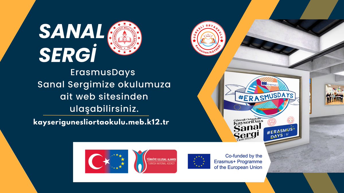 #ErasmusDays Sanal Sergimize Bekliyoruz!

Sergimize ulaşmak için 👇

artsteps.com/view/6524227dd…

@tcmeb @mebyegitek @ulusalajans @kayserimem @Kocasinann38