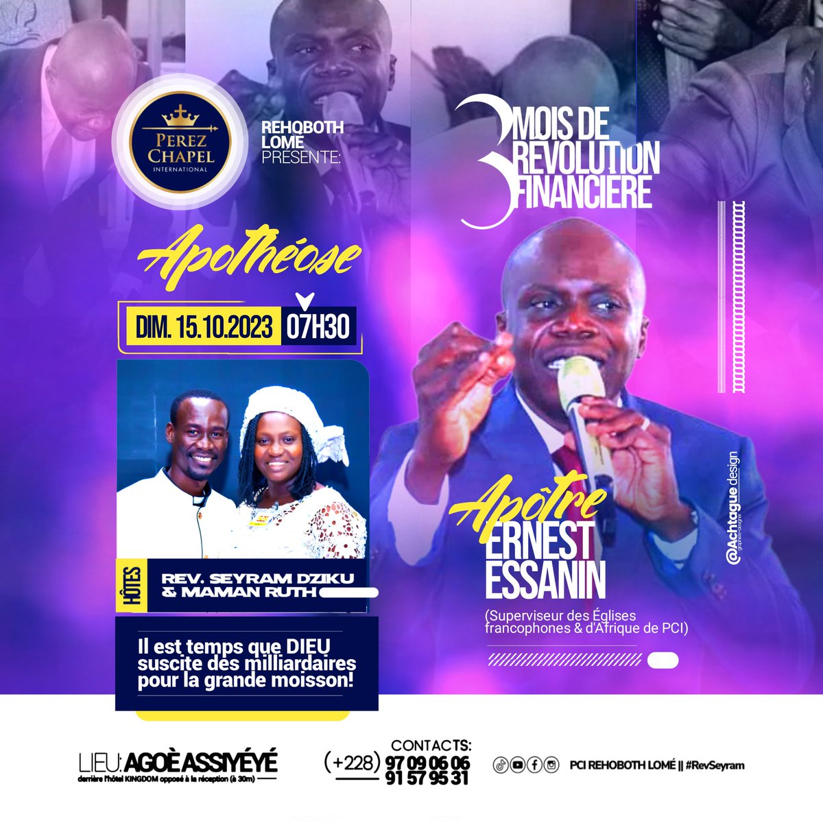 RevSeyram's tweet image. #Apotheose 
DEMAIN @ 7H30 GMT 
Lieu : Marché D&apos;AGOÈ-ASSIYÉYÉ 
📱 (+228) 97090606 / 91579531
#3Mois #RevolutionFinanciere 
Hôtes : #RevSeyram &amp;amp; #MamanRuth