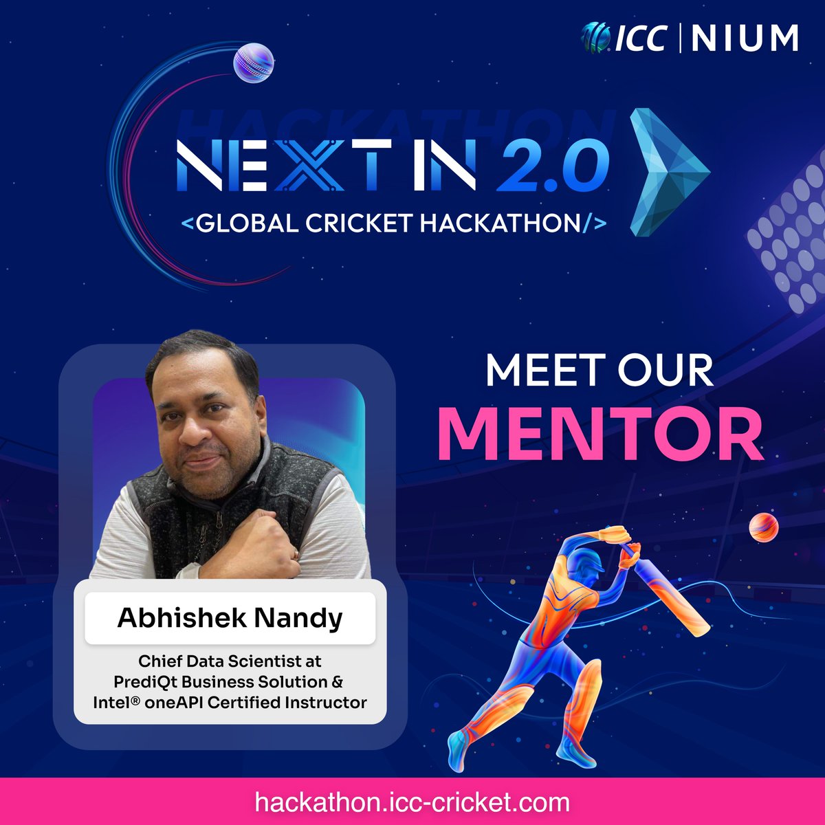 hack2skill's tweet photo. π Meet The Mentor | #NextIn2 π
We are ecstatic to haveβ‘οΈ Chief Data Scientist at PrediQt Business Solutions Pvt. Ltd, Abhishek Nandyπwho will be joining us to guide the shortlisted teams build a strong #prototype through his exclusive mentorship. π¨π»βπ»
Know more at:π https://t.co/gP9gcQK4p5
#hack2skill #crickethackathon #ICC