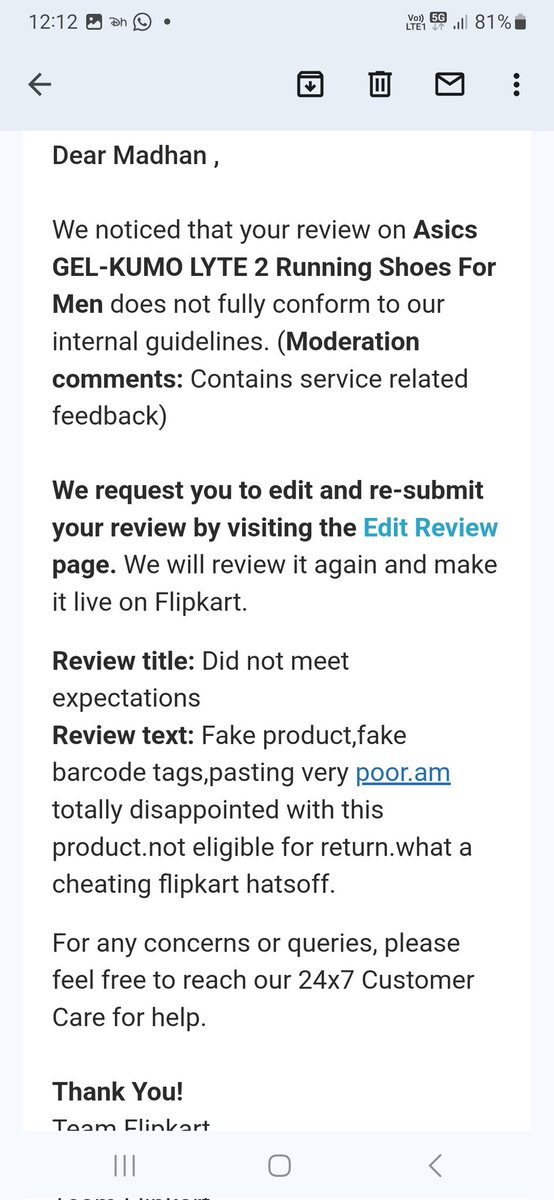 dop_madhan's tweet photo. Flipkart selling fake products.#flipkartscam #Flipkart #BigBillionDays @Flipkart @flipkartsupport @ASICSeurope #asics #asicsshoes #fake #fakeproduct https://t.co/agIuSO5G9N
