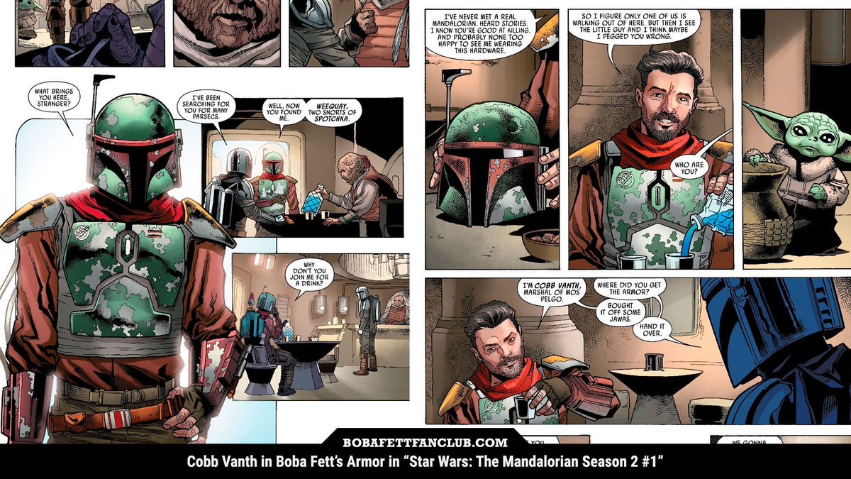 #CobbVanth in #BobaFett’s armor in #StarWars: #TheMandalorian Season 2 #1

Following along with the show, Boba Fett will be in issue #6, which is slated for November 15th

More: bobafett.club/comics

#Marvel #BobaFettFanClub #DailyFett