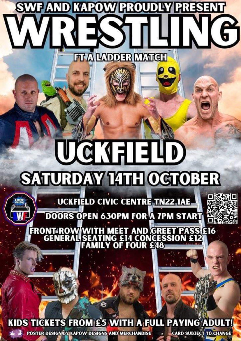 #tonight in #uckfield @civiccentreuckfield we’re back with a night of hard hitting high flying action headlined by a ladder match!! The winner gets £500 AND a championship match of their choosing! #wrestler #wrestling #eastsussex #sussex #fun