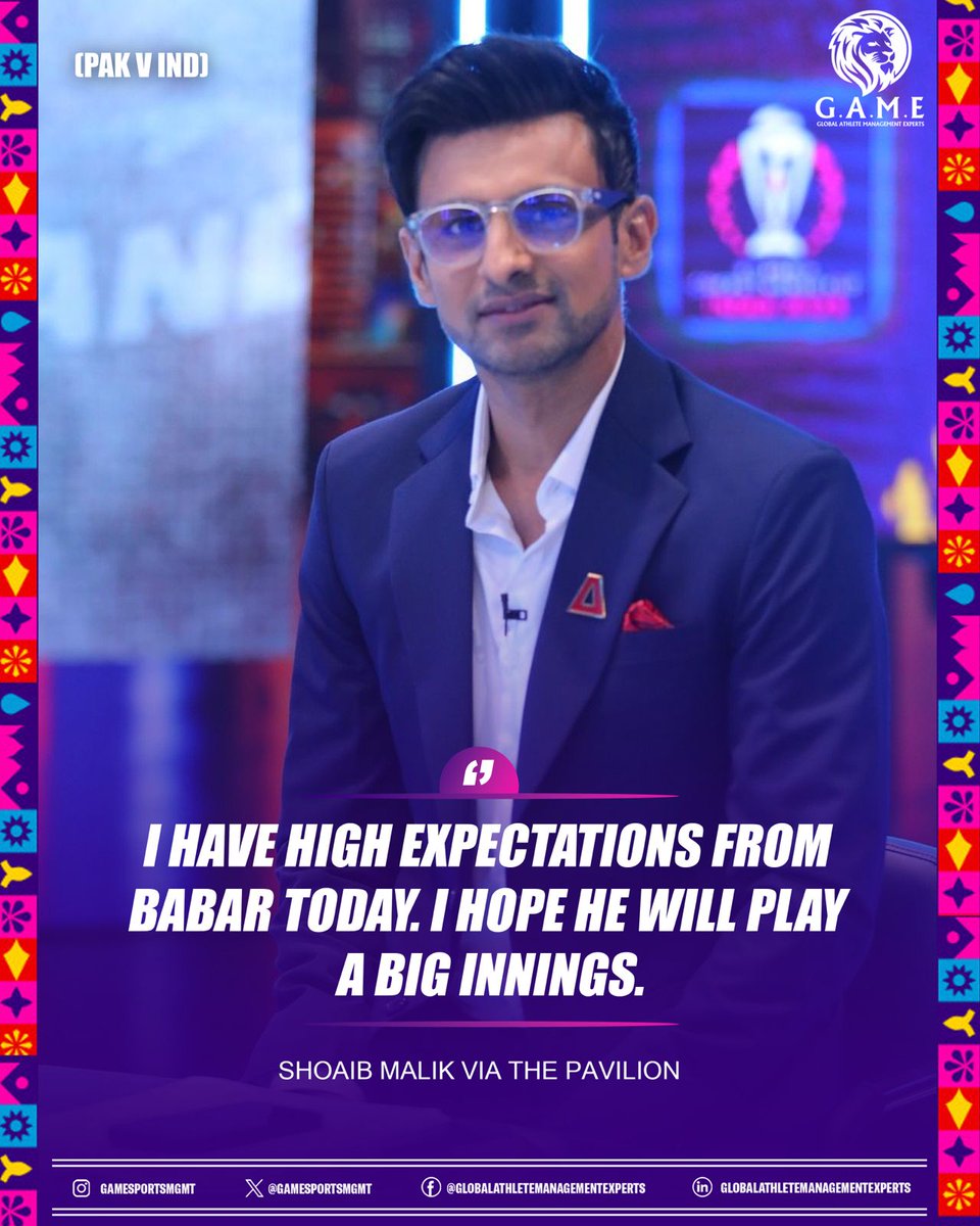 - I have high expectations from Babar Azam today, I hope he will play a big innings. #CWC23 #IamGAME #PAKvIND #Cricket #Pakistan