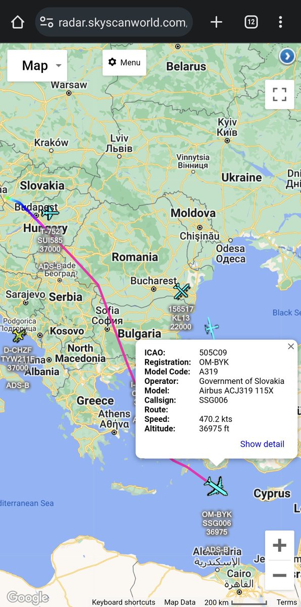 scan_sky's tweet photo. Government Of #Slovakia ๐ธ๐ฐ - A319-115X - OM-BYK - #SSG006
Departed Bratislava Airport ๐ธ๐ฐ & Routing To Ben Gurion International Airport, #TelAviv ๐ฎ๐ฑ.
Repatriation Flight For European Citizens Currently In #Israel ๐ฎ๐ฑ & Leaving Due To The Ongoing #IsraelPalestineConflict. https://t.co/crb8E5dsBu