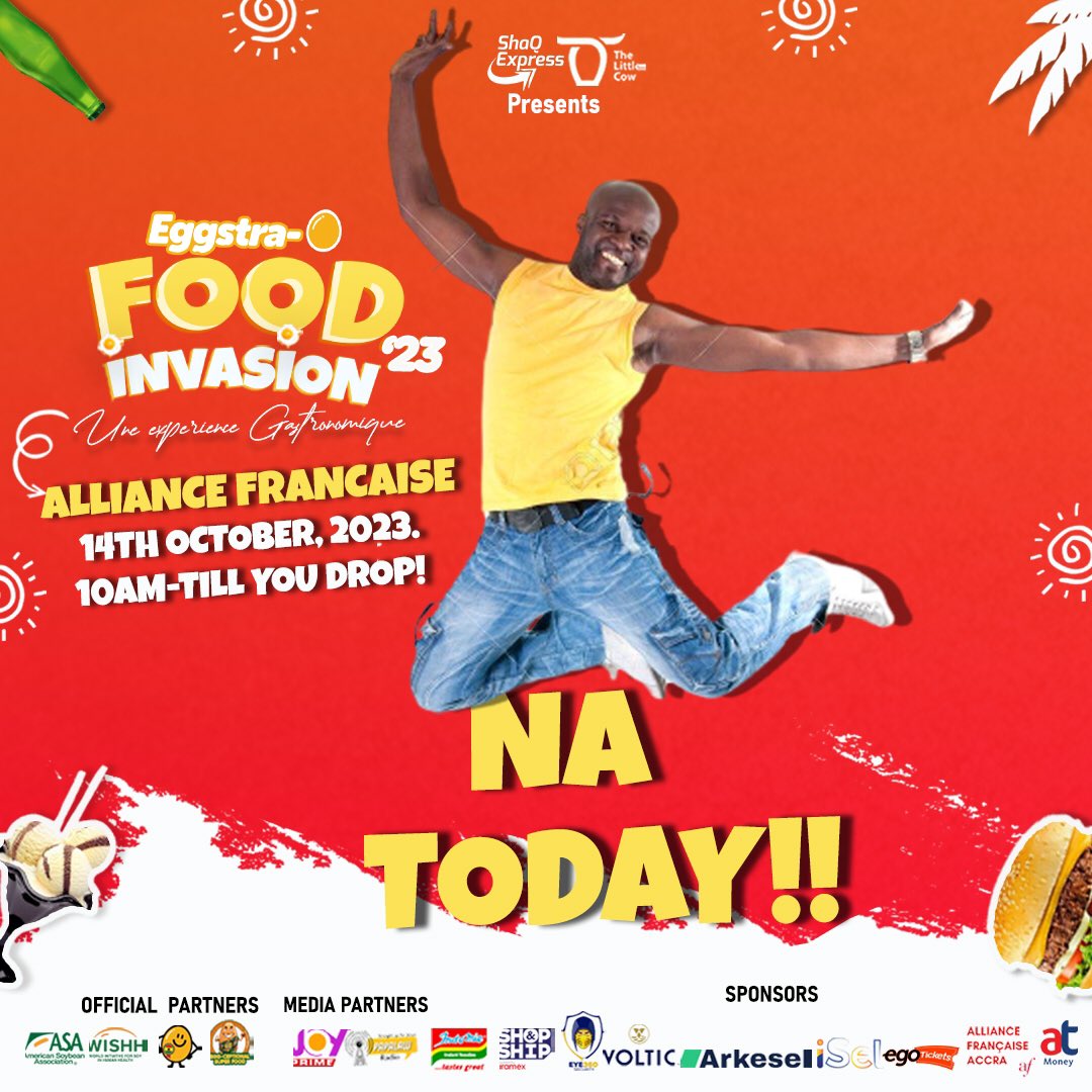 Na todayyyyy! Food invaders get ready to have an unforgettable time at today's event! @arkesel @eye360security @JoyPrimeTV @VolticMineral @eGotickets @ShopandShip @IndomieGhana
