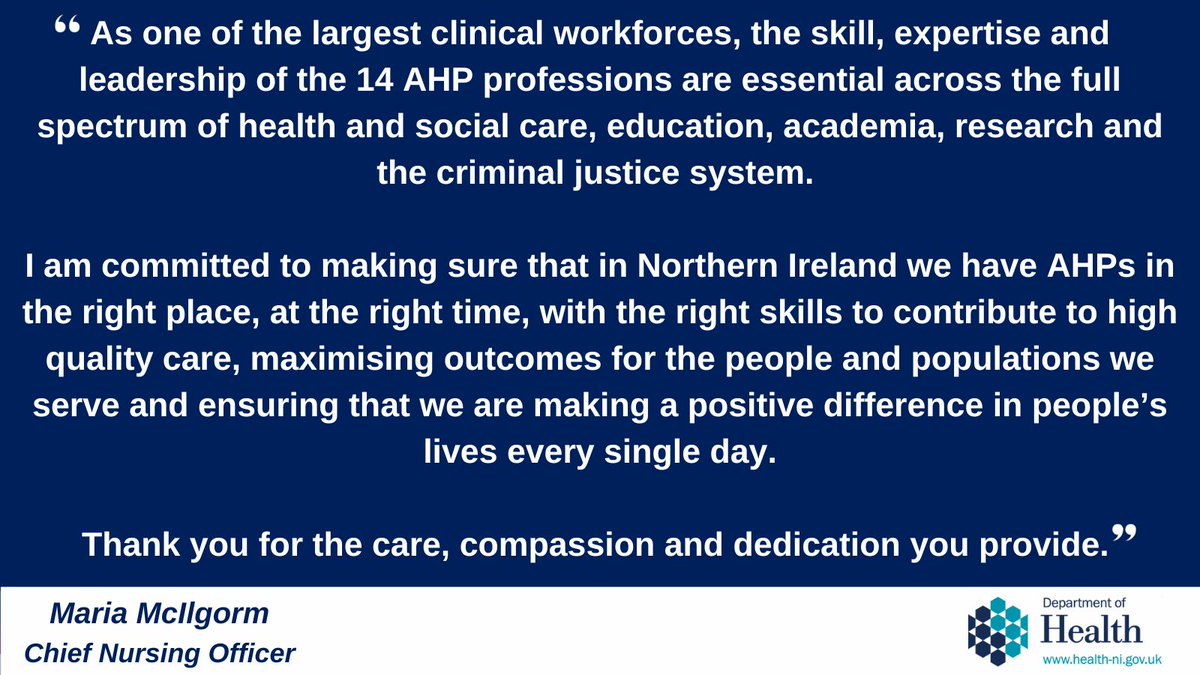 Today is #AlliedHealthProfessionsDay, and I want to take this opportunity to acknowledge the fantastic work and valuable contribution of our AHP workforce across the Health and Social Care system. #AHPsDay2023