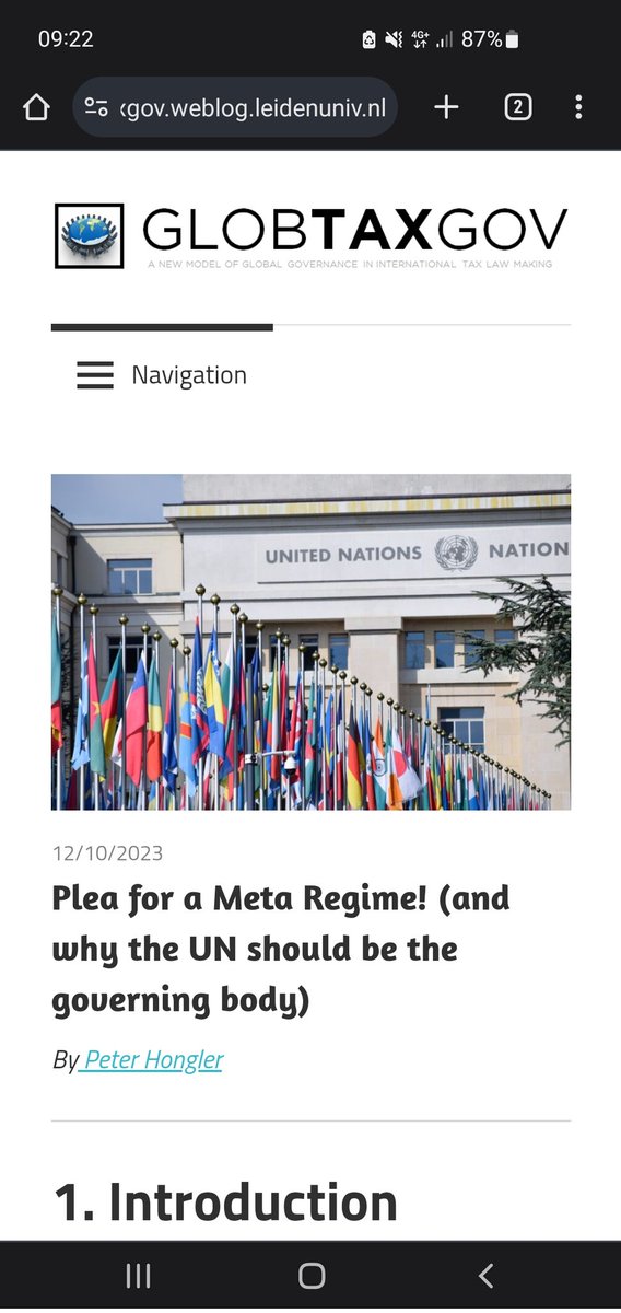 Our second blogpost in #GLOBTAXGOV on the #UN role in #taxlawmaking this time by @PeterHongler  interesting proposal that may also shed some light on how to make this happen. We will be organizing a roundtable on the topic soon.  Stay tuned for more. globtaxgov.weblog.leidenuniv.nl/2023/10/12/ple…