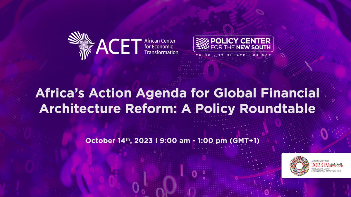 🌍 Join us TODAY! In partnership with @AcetforAfrica, we are hosting a high-level Policy Dialogue on 'Africa’s Agenda for Global Financial Architecture Reform' 📊. 🗓️ Date: Saturday, Oct 14, 2023 🕘 Time: 09:00 AM 📺 Live: t.ly/kDplo