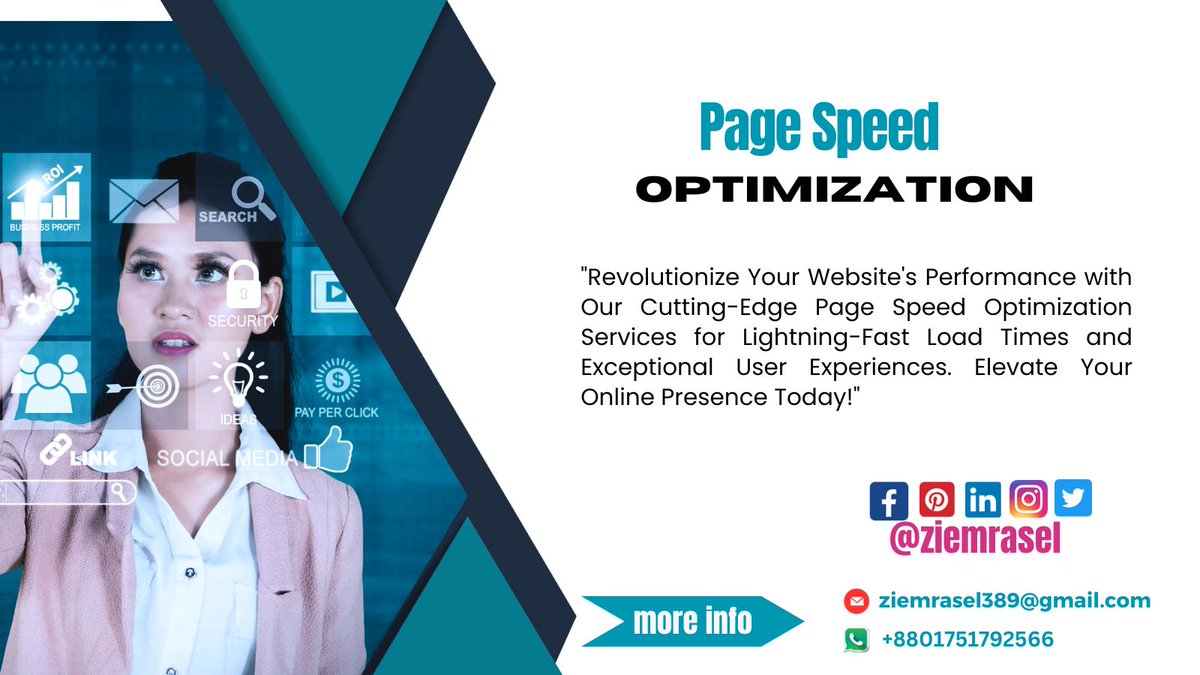 ziemrasel's tweet image. "Supercharge your website with our Page Speed Optimization services! ⚡ Faster load times, improved user experience, and better search rankings are just a click away. Don't miss out on this digital boost! 💻 #PageSpeedOptimization #WebPerformance"
#PageSpeed
#WebsiteOptimization