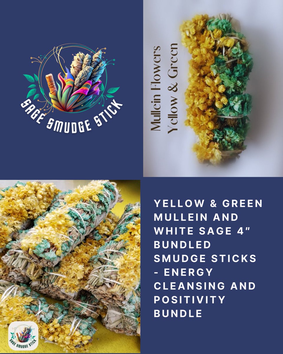 SmudgeSticksCal's tweet photo. Elevate your aura and invite positivity with Yellow & Green Mullein and White Sage smudge sticks. Awaken your inner light and embrace good energy. ๐ปโจ
Visit our Esty shop๐ https://t.co/B5uGKDZ5pN
#SmudgeSticks #EnergyCleansing #SpiritualCleansing #AuraCleansing #PositiveVibes https://t.co/TLtINdQdyw