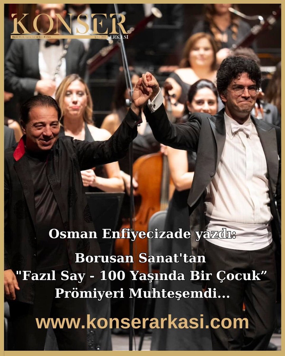 Osman Enfiyecizade yazdı: <a href="/BorusanSanat/">Borusan Sanat</a>’tan” Fazıl Say – 100 Yaşında Bir Çocuk” Prömiyeri Muhteşemdi.

Eserin hikayesi, <a href="/fazilsaymusic/">Fazıl Say</a> nasıl bestelediği, Can Okan’ın bu konsere nasıl hazırlandığı ve daha fazlası bu yazıda…
konserarkasi.com/borusan-sanatt…

konserakasi.com