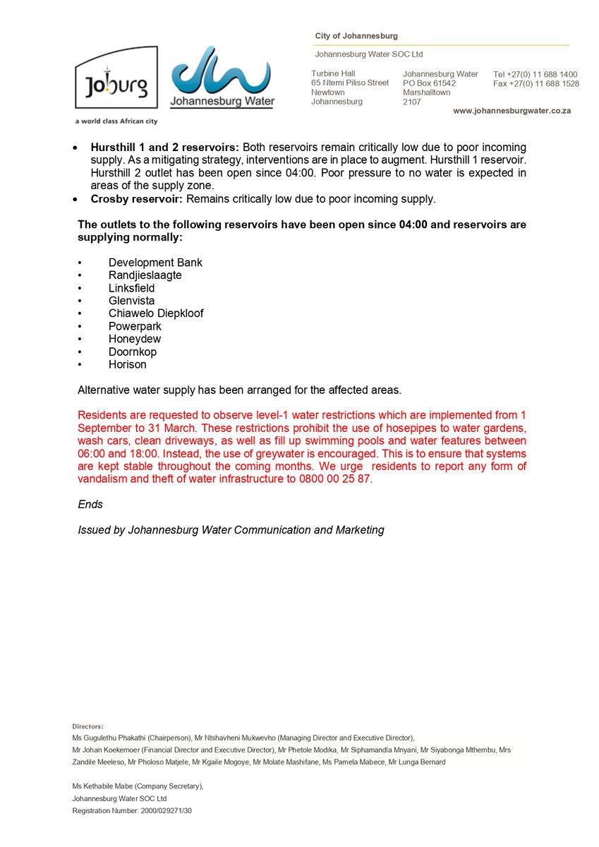 Johannesburg Water tweet media