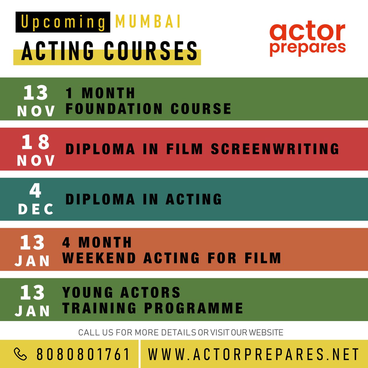 actorprepares's tweet photo. Does acting define your ultimate dream?
Then we have got you covered from your audition to applause!
Join our upcoming acting courses to turn your dreams into reality 💫
DM for details!
#actorprepares #anupamkher #schoolofactors #actingcourse https://t.co/YaluNp5hqW