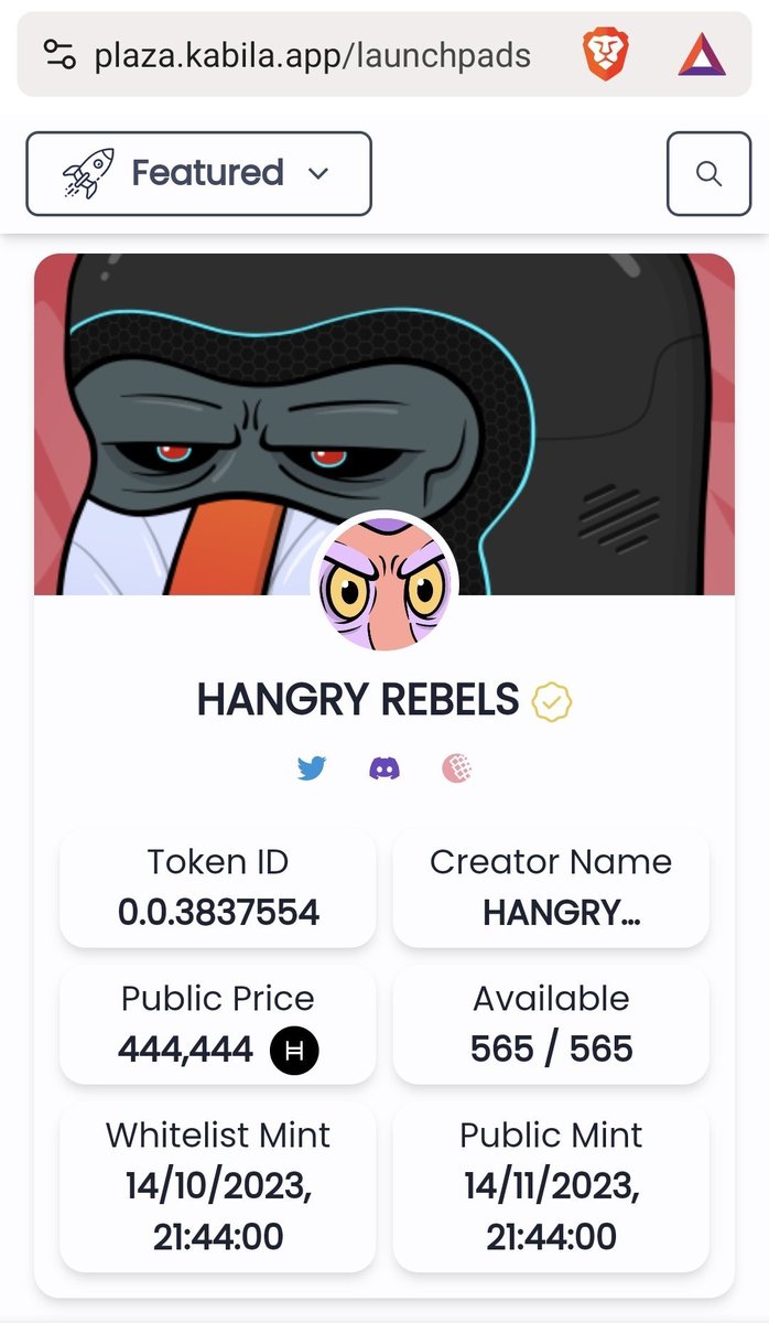 ❌ATTENTION - 444❌

Today is a big day, today is the #RebelBoonsMint from <a href="/HangryBarboons/">HANGRY BARBOONS</a> ! Quick resume:

𝗠𝗶𝗻𝘁 𝗟𝗶𝗻𝗸: plaza.kabila.app/launchpads/126…

𝗠𝗶𝗻𝘁 𝗧𝗶𝗺𝗲: 19:44 UTC

𝗪𝗵𝗶𝘁𝗲𝗟𝗶𝘀𝘁𝘀: At 19:14 UTC <a href="/KabilaApp/">Kabila</a> team will take the final #Snapshot , in this