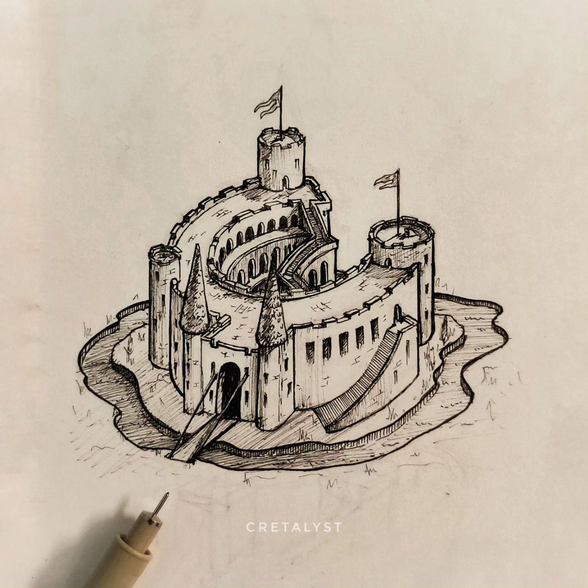 Cretalyst's tweet photo. C for Castle #inktober day 14 #inktober2023 @inktober
.
.
#inktober2023castle #inktoberday14 #inktobercastle #inktober23 #handlettering #tattoolettering #letterc #c #castle #cretalyst #cretalystinktober #calligraphymasters #letteringartist #inktoberart #lettering #castletattoo https://t.co/PqBpUnYgfh