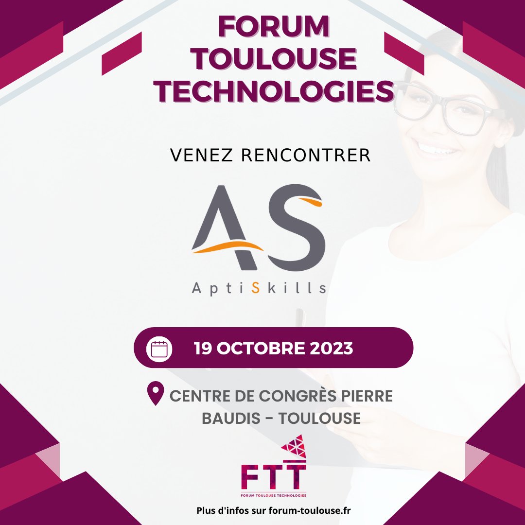 🌟 En quête de stages, d'alternances ou d'emplois passionnants? 🚀

🗓️ Inscrivez-vous dès maintenant au Forum Toulouse Technologies et boostez vos chances avec Apptiskils et 60 autres entreprises. 🔥

📍Rejoignez-nous ici 👉 bit.ly/ftt23 💼✨