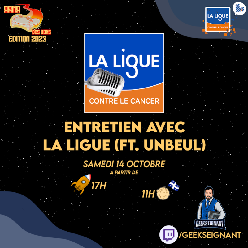 MookieNalyah's tweet photo. Début de la 2e journée Arma des Dons avec au programme les Désamorsubs, #GuildWars2, Pokémon et bien d'autre ! Toujours au profit de @laliguecancer et toujours sur https://t.co/2L8b17mLof !
#Arma2023 #Arma23 #Armadesdons #carritatif #BanLeCancer https://t.co/HYAzD3xfWd