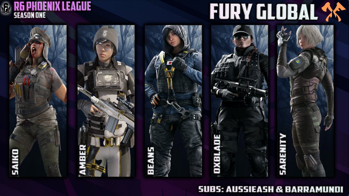 Our 1st team ready to defend for season 1 of <a href="/R6ANZ_Phoenix/">Phoenix League</a>! Please welcome, <a href="/FURY_Global/">FURY</a>!

#HearOurFURY | #PhoenixLeague
