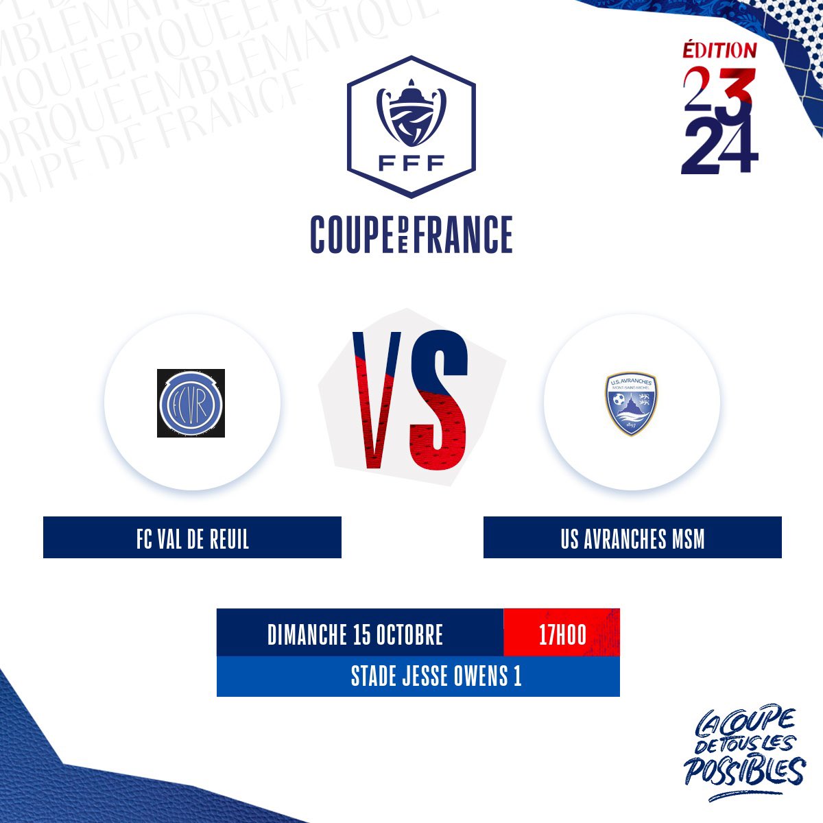 🔜🏆🇫🇷 Nos 𝑩𝒍𝒆𝒖 𝒆𝒕 𝑩𝒍𝒂𝒏𝒄 entreront en lice à l’issue du 5ème tour de la <a href="/coupedefrancef/">Coupe de France Féminine</a> 🆚 FC Val de Reuil  (R1), ce dimanche 15 octobre (17h).