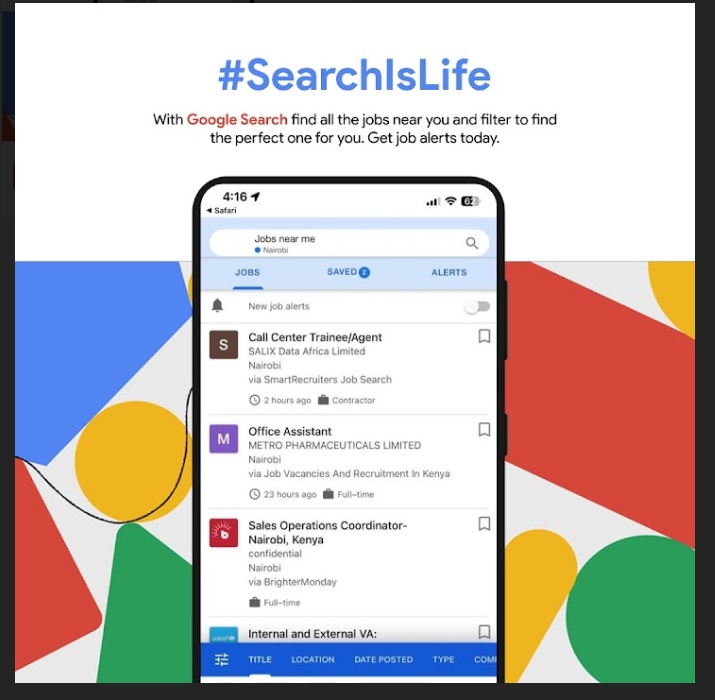 #AD guys google has new features for you to enjoy! Saa hii naeza search na kuapply jobs za quality control with convenience through google click goo.gle/ke-jobs2 to get your job alerts 
#SearchIsLife
#SearchNiLife
#FindWithGoogle
