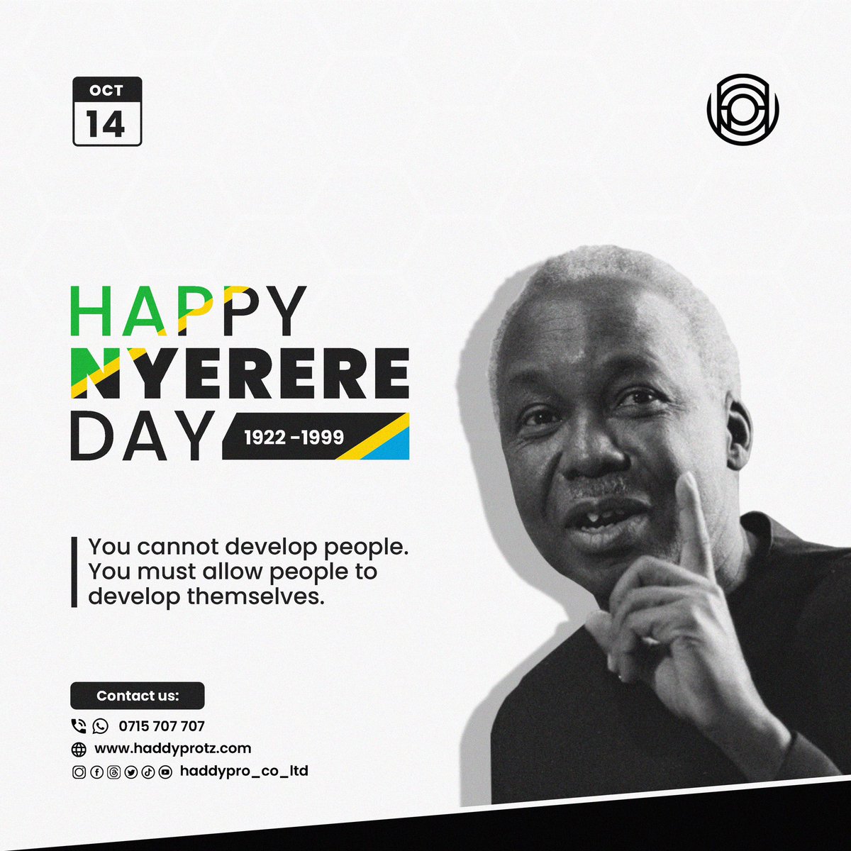 haddypro_co_ltd's tweet photo. Happy Nyerere Day #nyerereday #Haddypro https://t.co/I0O4k1zLqm