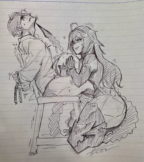 「認めろ……よ……♡
俺のおっパイで
気持ち良くなってるんだろ…♡」
急ぎ描いてみました♡ 