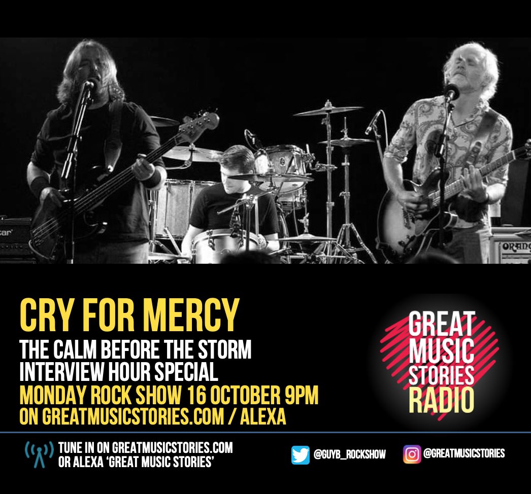 Cry For Mercy - Hour Special
On Monday’s rockshow, a welcome return for <a href="/CryForMercy3/">Cry For Mercy</a> in words and music. A quieter summer for the band as they creatively gear up for the next chapter and new music ahead. Monday 9pm for an hour on Great Music Stories Radio