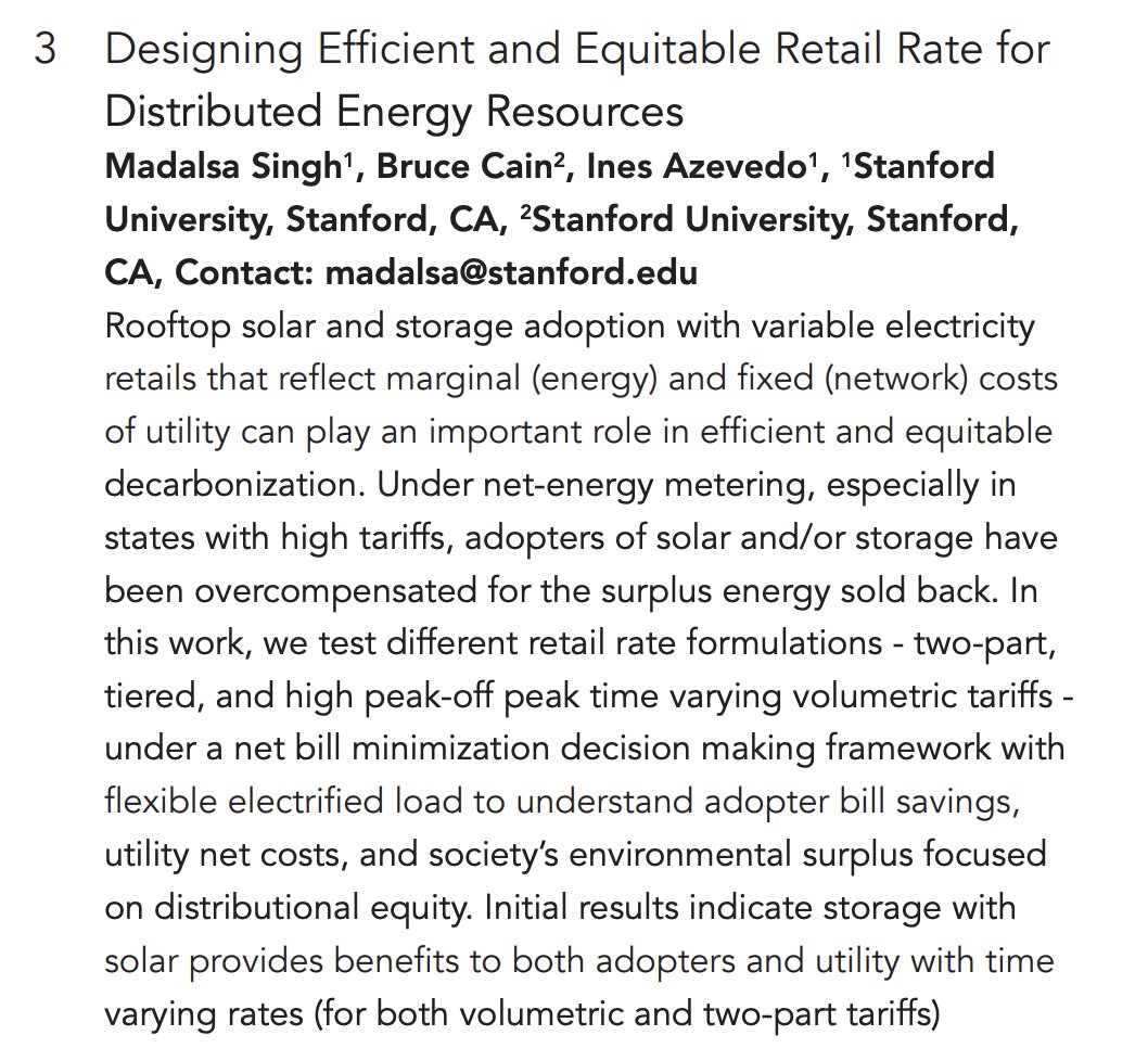 I'll be at #INFORMS2023 presenting my work on equitable distributed energy resources adoption under varying retail rate designs on Sunday, 10:45 AM - 12:00 PM, at the Energy Storage and Electricity Pricing in Smart Grids Session. Location: CC-West 211A.