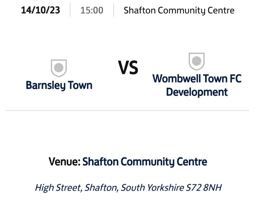 WombwellTownFC's tweet photo. #GameDay for our Reserves who travel to face @BarnsleyTownFC at Shafton Community Centre. A pitch we played on during our first season back in the 2018/19 campaign.

Good luck to Rich and the team! Updates will be provided on twitter (or X if we must call it that).

#UptheWellers https://t.co/4ZGGNe2iwU