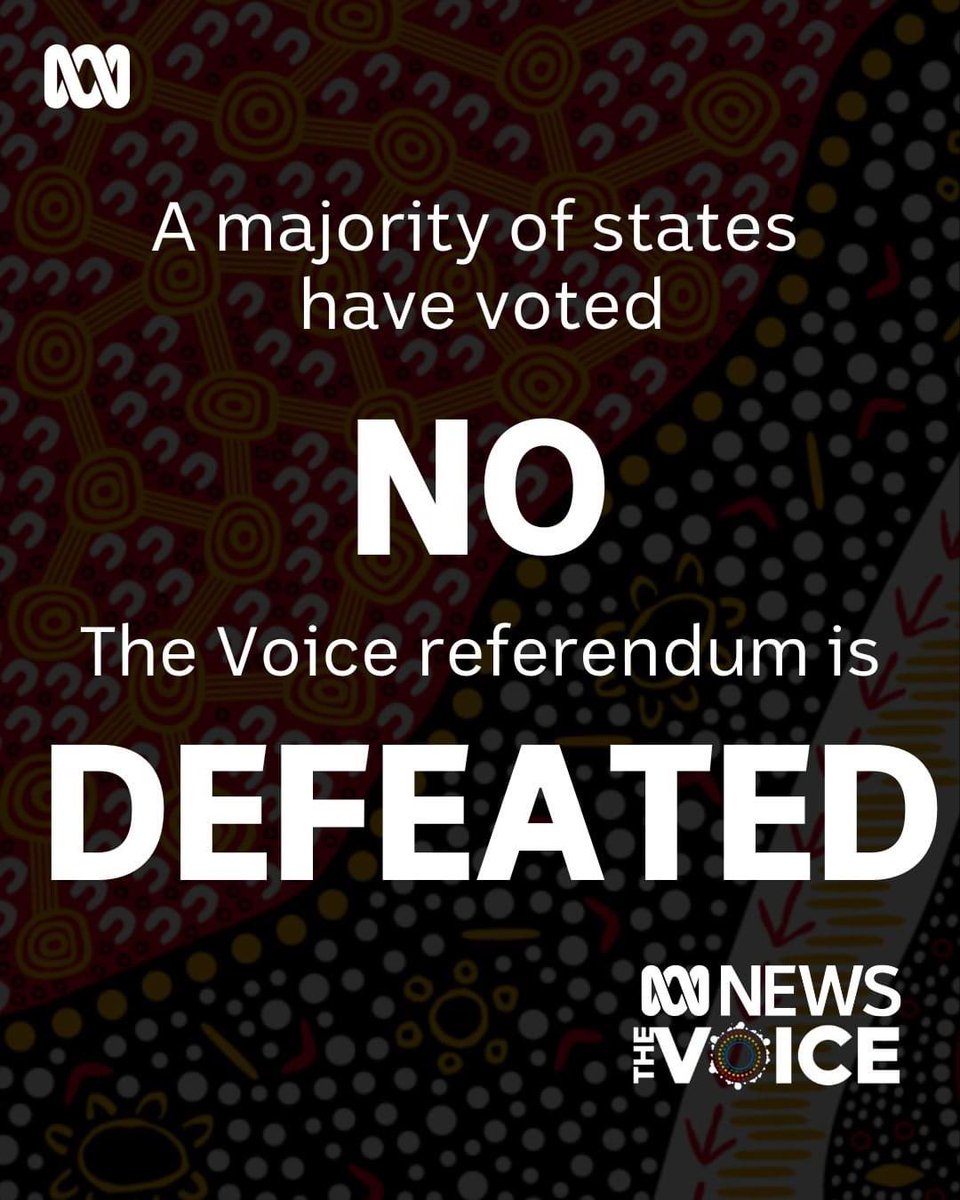 Fuck you, Australia. 

I am sorry we have failed our First Nations people in every way. 

#AustraliaVotes #auspol #Referendum2023