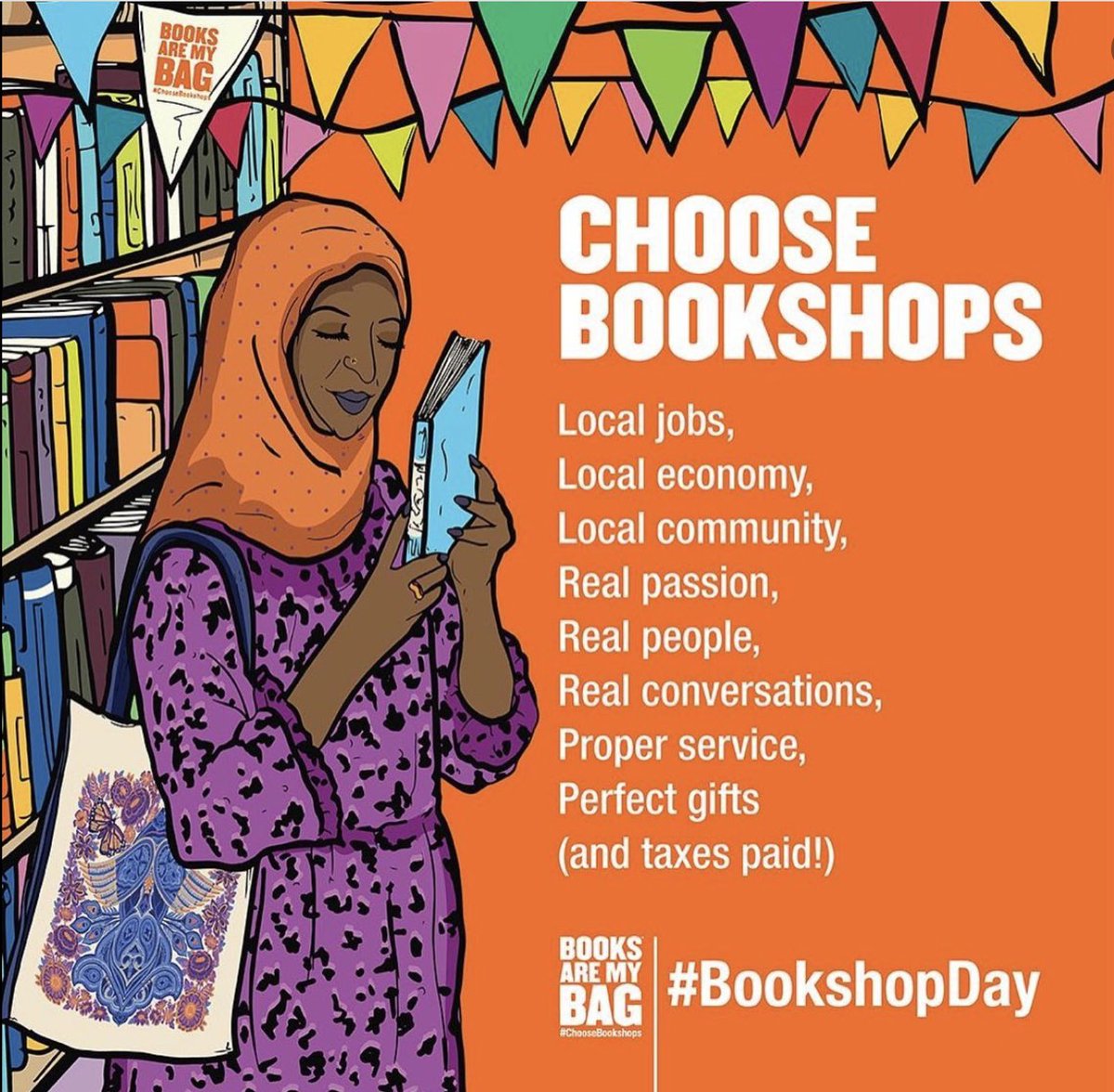 "Give me TEN good reasons why I should buy books from my local bricks-and-mortar bookshop and not online?" I don't have to. There are nine good reasons listed below and I'm sure you can come up with a tenth. Happy #BookshopDay. Be sure to visit your local bookshop! <a href="/booksaremybag/">Books Are My Bag</a>