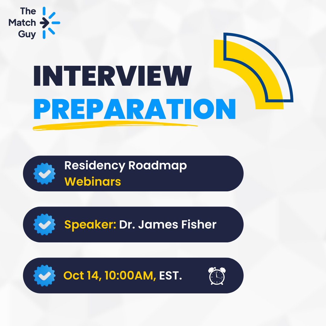 malkeasaad's tweet image. ⚡️Free Residency Interview Preparation Session Happening Now! 

🚨Hurry and sign-up to get the link: mailchi.mp/thematchguy/re…

#residencyinterview #interview #freesession #match2024 #eras #personalstatement #doctor #doctors #usmle #medschool #medicalschool #medicalcollege #neet