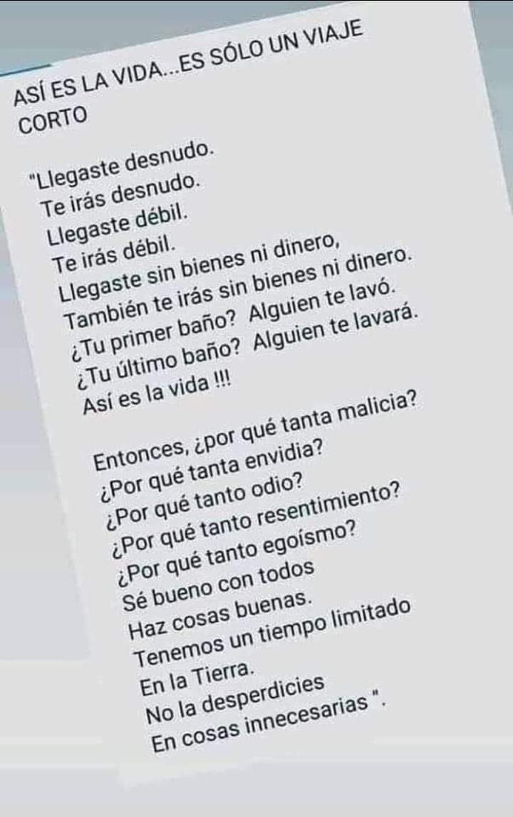 Vive la vida cada día, cada minuto,  lo que no vivas HOY ya lo has perdido de vivir
#PorunaVidadigna