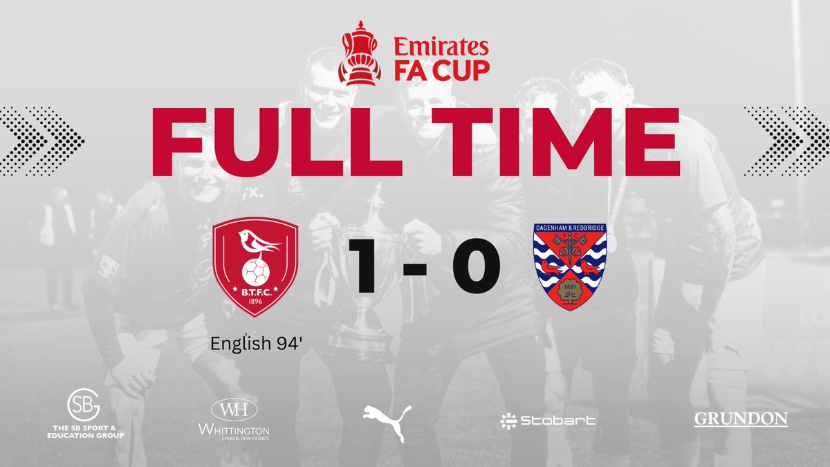 Full time!!!!!!! It’s over! The robins reach the first round of the FA Cup for the second year in a row! 

I can’t even describe how I feel at the moment! 

#TOGETHERBTFC #COYR
