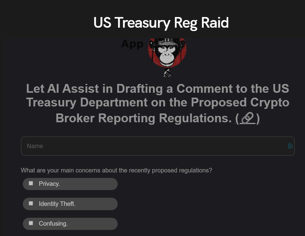 LeXpunK_Army's tweet photo. 🚨RAID ALERT🚨

LeXpunK Army troops are hereby MOBILIZED to OPPOSE the IRS's new draconian anti-crypto tax rules 

Make your voice heard by sending your complaints to the IRS through our convenient AI-powered drafting tool:  

https://t.co/evZk08EyWO https://t.co/lRdEvDJrCT