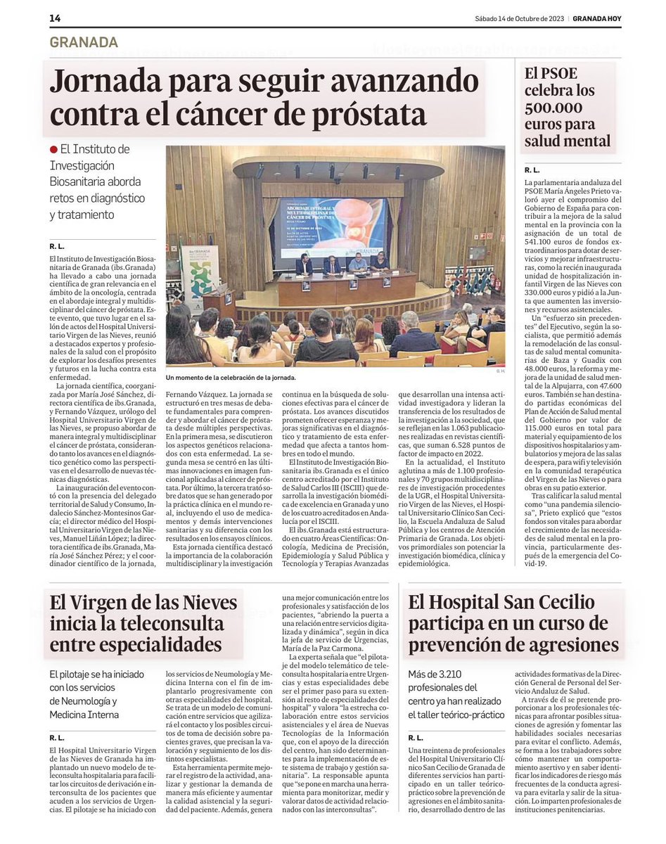 FernandoUrologo's tweet photo. Excelente nivel médico de la provincia de Granada contra el cáncer de próstata @hospital_hvn @clinicogranada @ibsGRANADA https://t.co/99kVpgCto8
