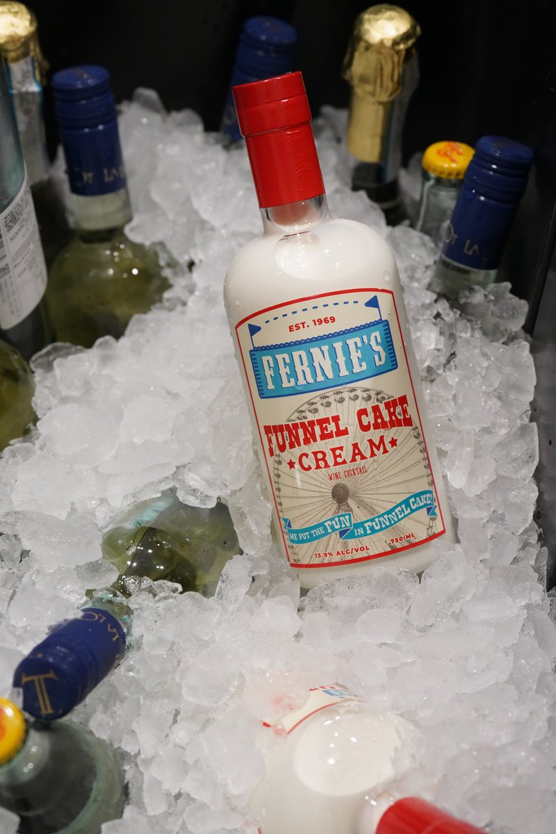 #FerniesFunnelCakeCream is a wine based cocktail inspired by our iconic carnival treat! 
It is sold in 750 ml bottles and is 13.9% ABV. 
You can enjoy it straight up, mixed in your favorite cocktail or in place of your dessert!