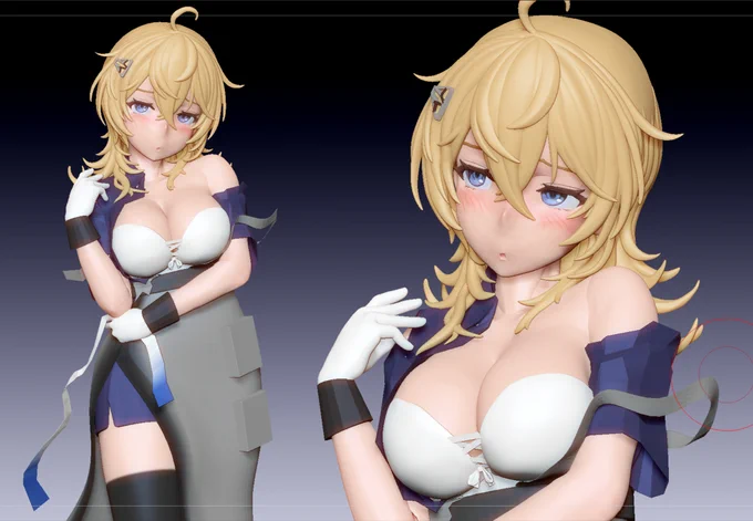 基礎できたのでディテールを盛って間に合わせるぞ。 ヘアメイクするの楽しい助かる。