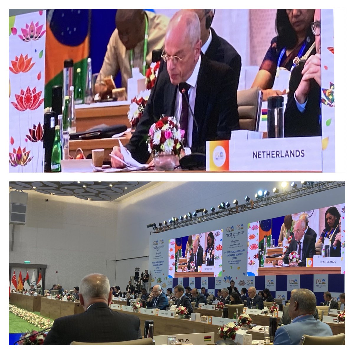 Today at #P20Summit in India President of Senate NL @EersteKamer @Jan_Anthonie Bruijn spoke during Theme on Digital Platforms ‘We need to question our ministers of Digital Affairs and other Ministers that new initiatives and new laws benefit all citizens.’