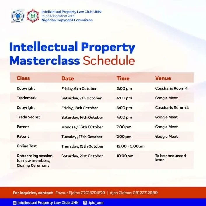 Bentexiii's tweet photo. with Students of Intellectual Property Club UNN @iplc_unn at 7:00 pm. 

Kindly join us via Google Meet and get IPfied ���🤪

@Bentexiii ✌🏾

#ipmasterclass
#ipclub
#ipnigeria
#nigeriancopyrightscommission
#ipclubunn
#patent
#nigerianip
#trends_and_emerging_areas_of_patent_in_naija https://t.co/bsRMbYTwe2