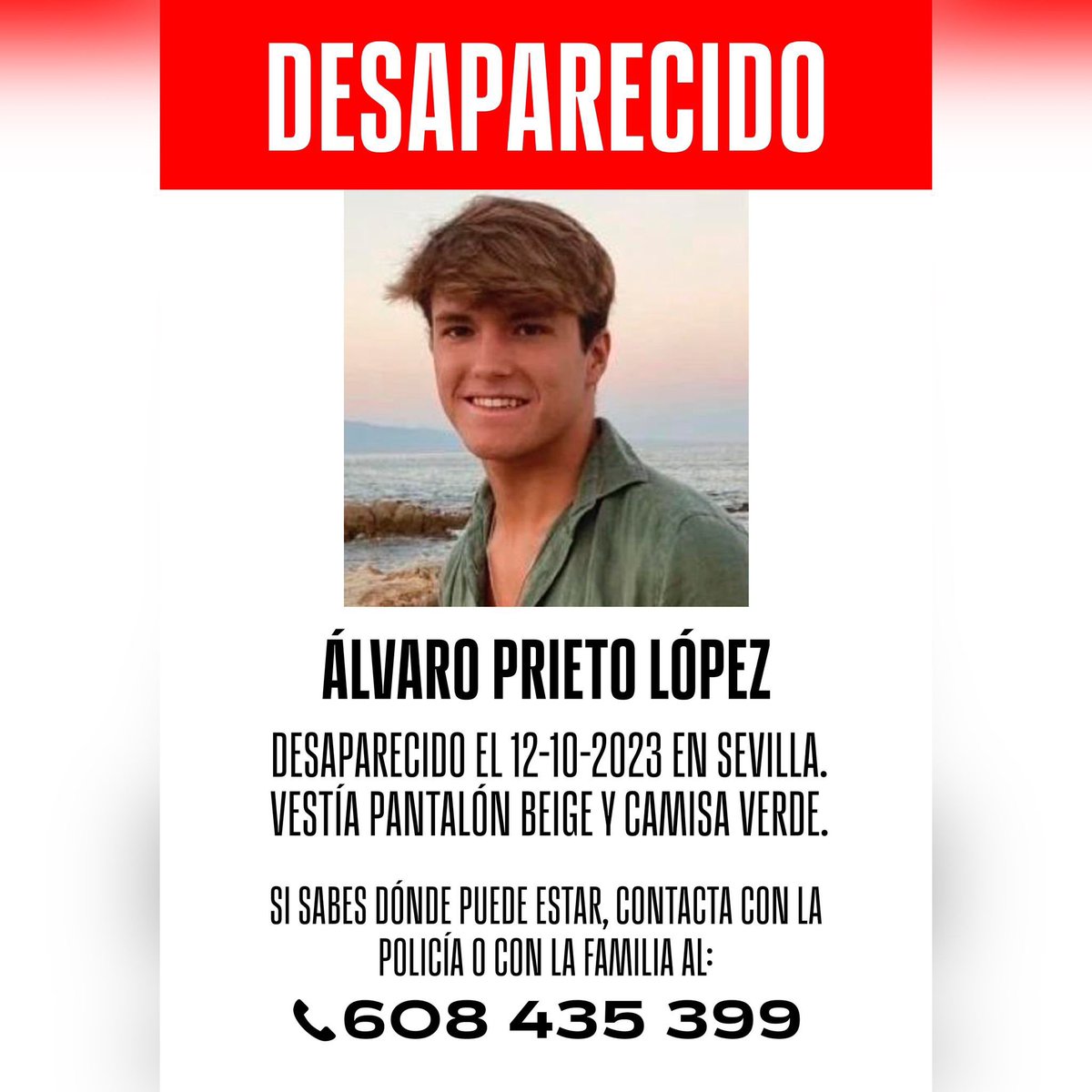Mensaje de la familia de Álvaro:

“No dejéis de compartir. De rezar. De pedir que el Espíritu Santo ilumine a quien está al frente de la investigación para que lo encuentren pronto y bien.
Seguimos. Álvaro es un tío fuerte. Y pronto estará de vuelta”.

Recemos para que Álvaro