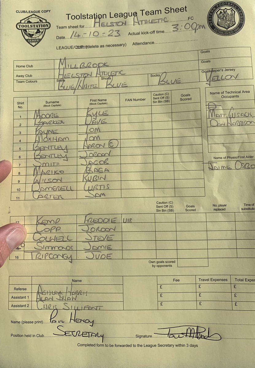 MATCH DAY……

Today we have made the shortish journey to Jenkin’s Park home <a href="/MillbrookAFC/">Millbrook AFC</a> 

Here’s our starting starting line up and subs