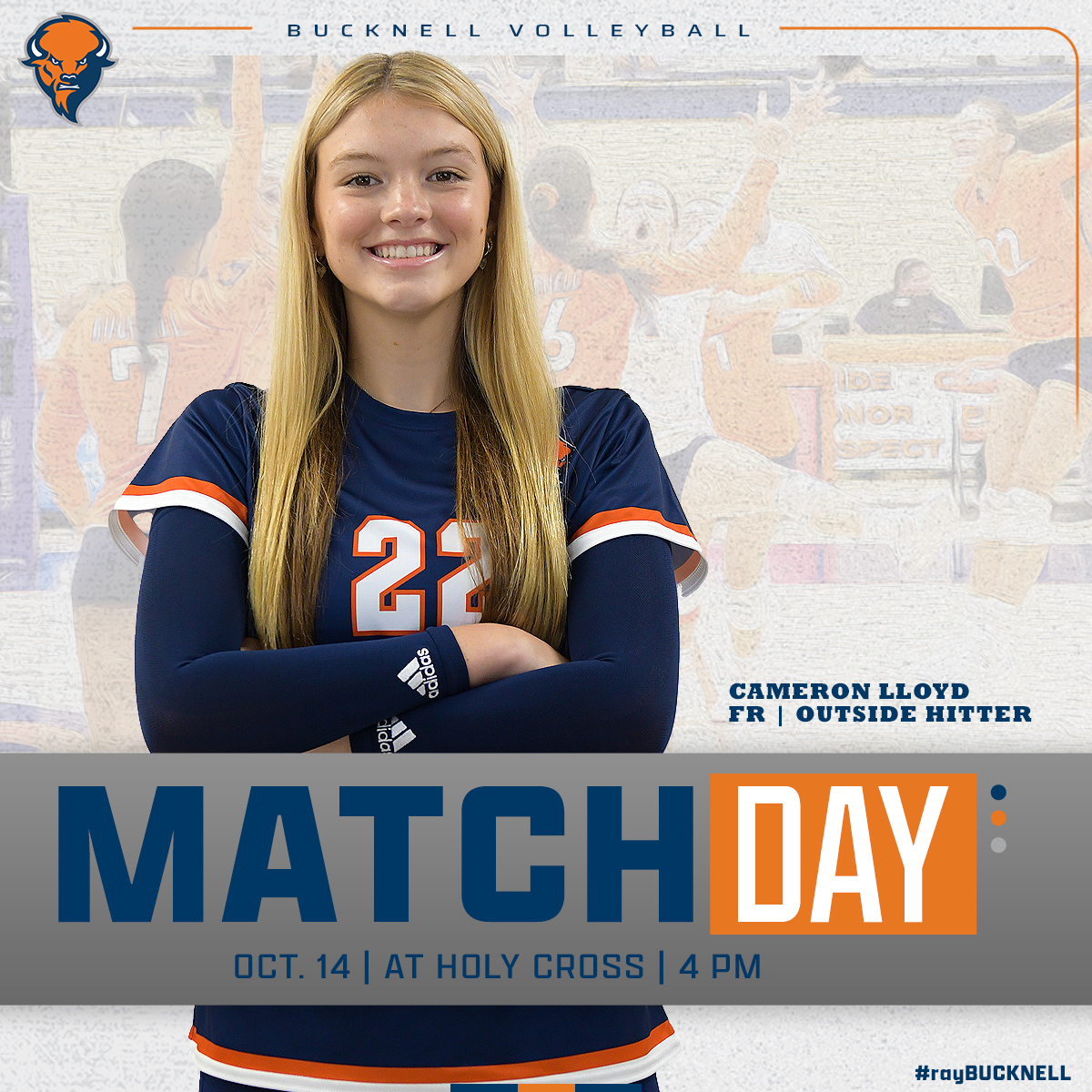 MATCH DAY!

Cameron Lloyd leads us into battle against the Crusaders!

🆚Holy Cross
⏰4 p.m.
📺ESPN+ (tinyurl.com/2asfyyz5)
📊tinyurl.com/2upvjsy6

#rayBucknell