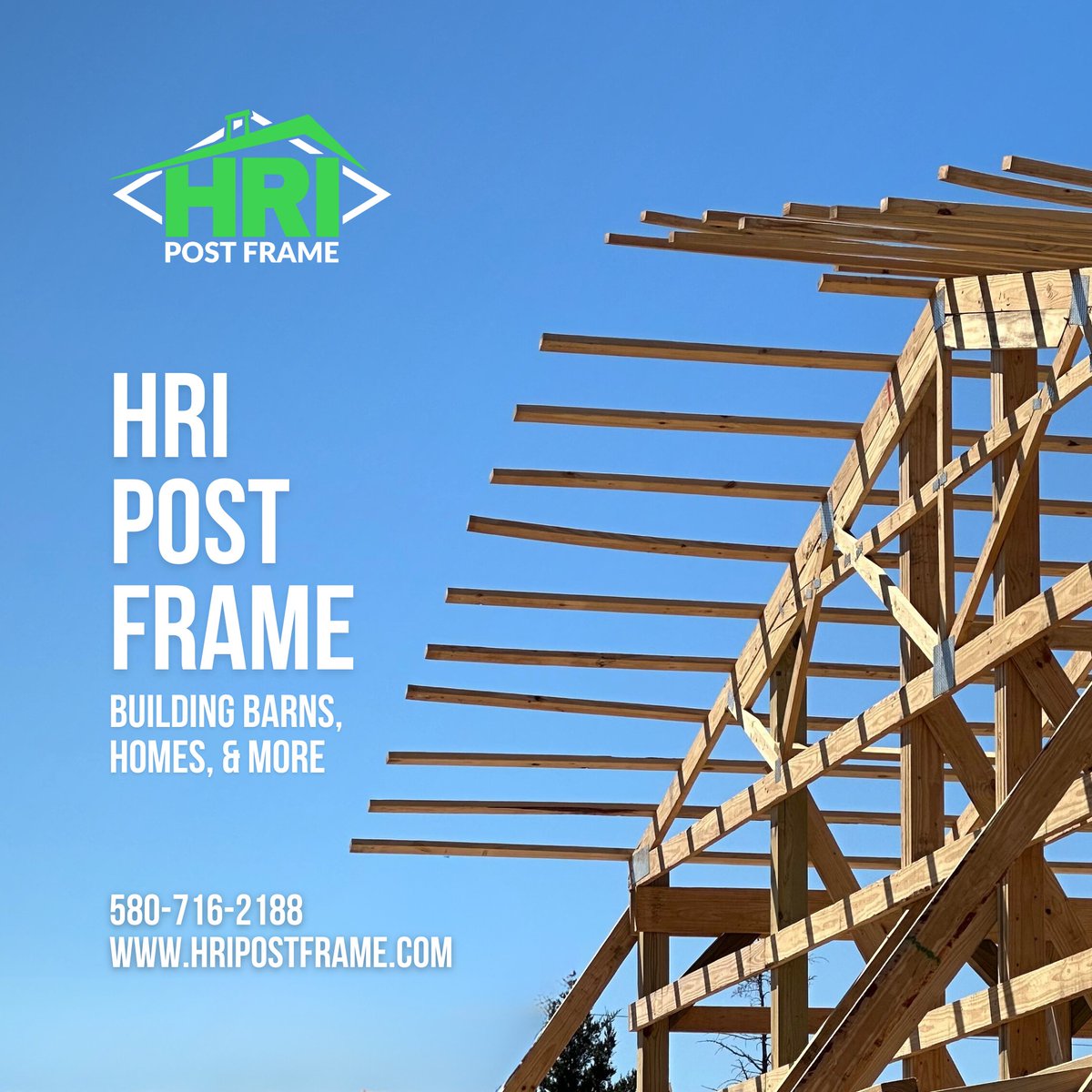 Invest in quality post-frame structures that are built to last! 🛡️ We build durable post-frame structures for agricultural, commercial, and residential uses. Contact us today for a consultation in Oklahoma or Kansas. 💪🌟 #postframeconstruction #HRIPostFrame #OklahomaBuilder