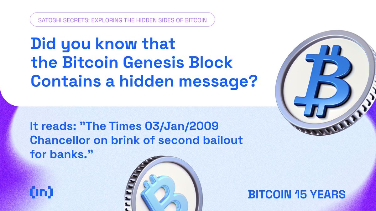 🗞️ Unveiling 'Satoshi Secrets': The Genesis Block of Bitcoin contains a hidden message that echoes the 2008 financial crisis. Dive into the mind of Satoshi Nakamoto. 💭💡

Read more 🔗 beincrypto.com/learn/what-is-…

#BitcoinWhitepaper #SatoshiSecrets