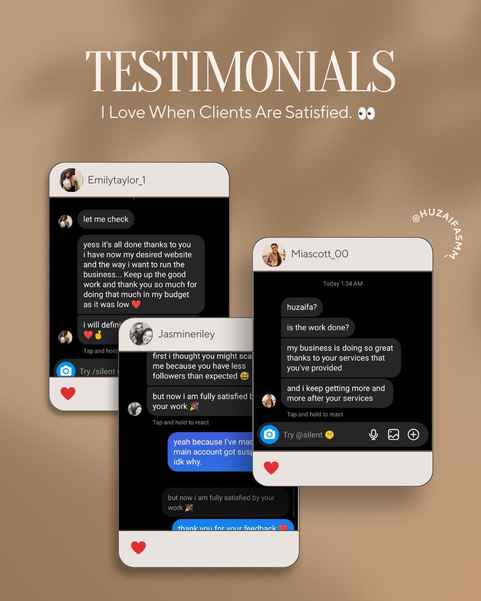 HuzaifaDigital's tweet photo. 🌟 Real stories, real results! My premium clients share their incredible experiences. Discover the power of Your Business today. 📣
.
.
.
 #businesstips #reviews #successfulmindset #tipsandtricks #influence #business #clients #leads #socialmediatips #ecommerce #huzaifasmm_ #Gaza https://t.co/09NMyQi2Az